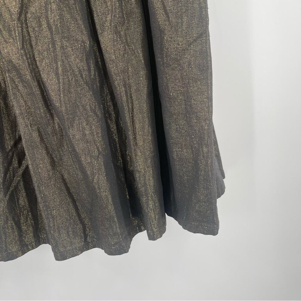 BCBGMAXAZRIA Skirt Size 4 Gold Black Pleated High Waisted A-Line Business Casual - Picture 7 of 14